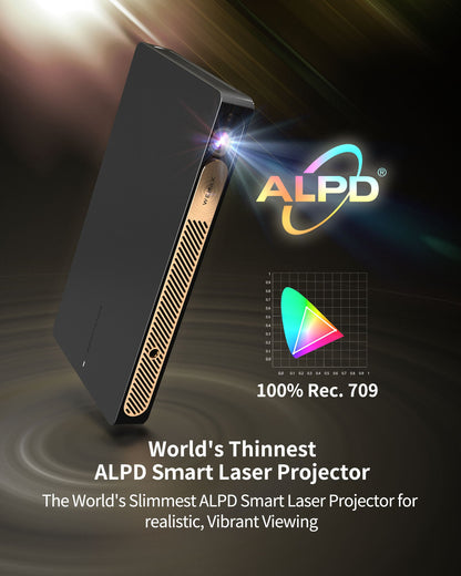 Proyector láser portátil Wemax Go Advanced, mini trípode y pantalla plegable de 40 pulgadas