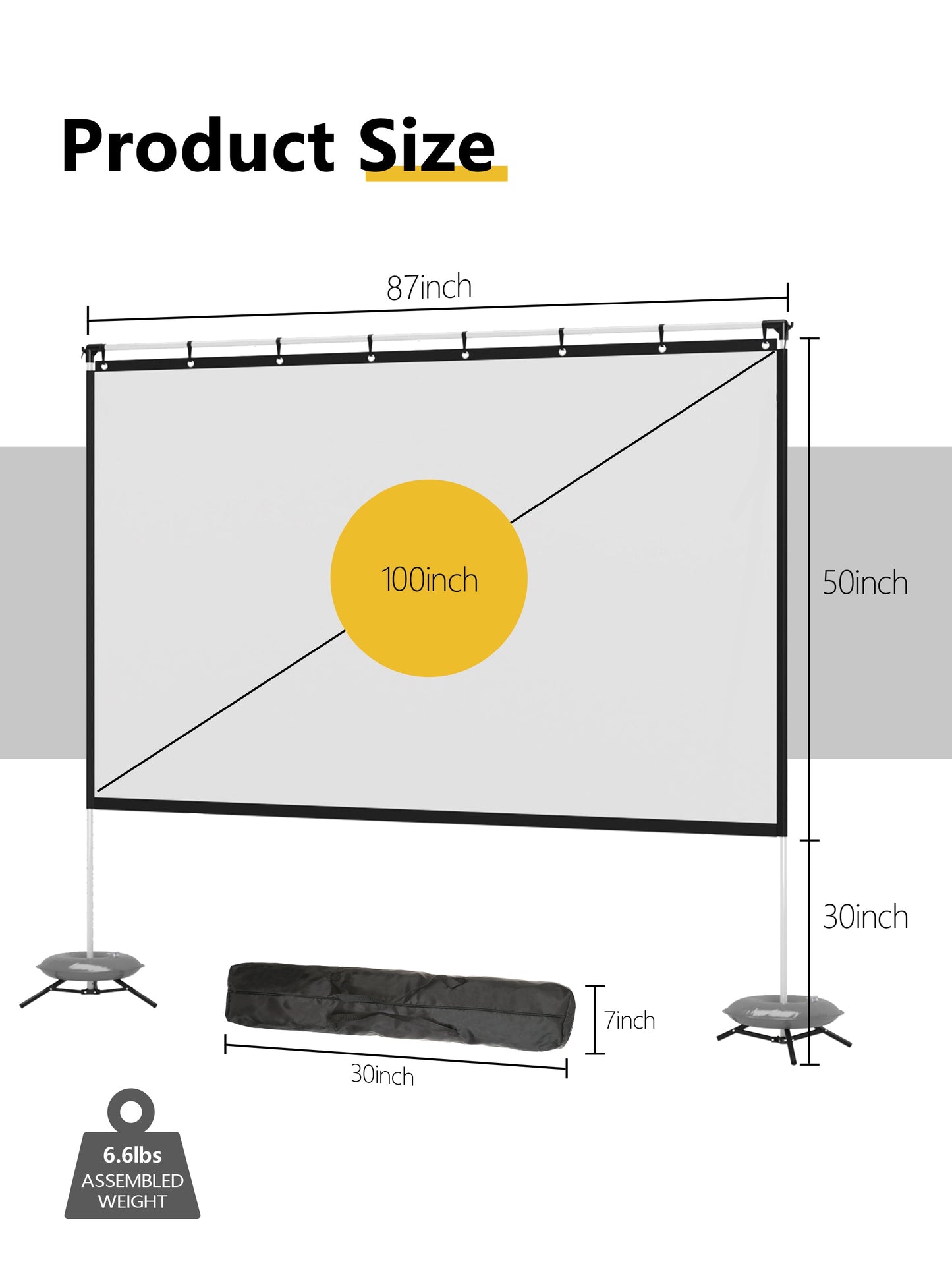 100 Inch Portable Projector Screen with Stand