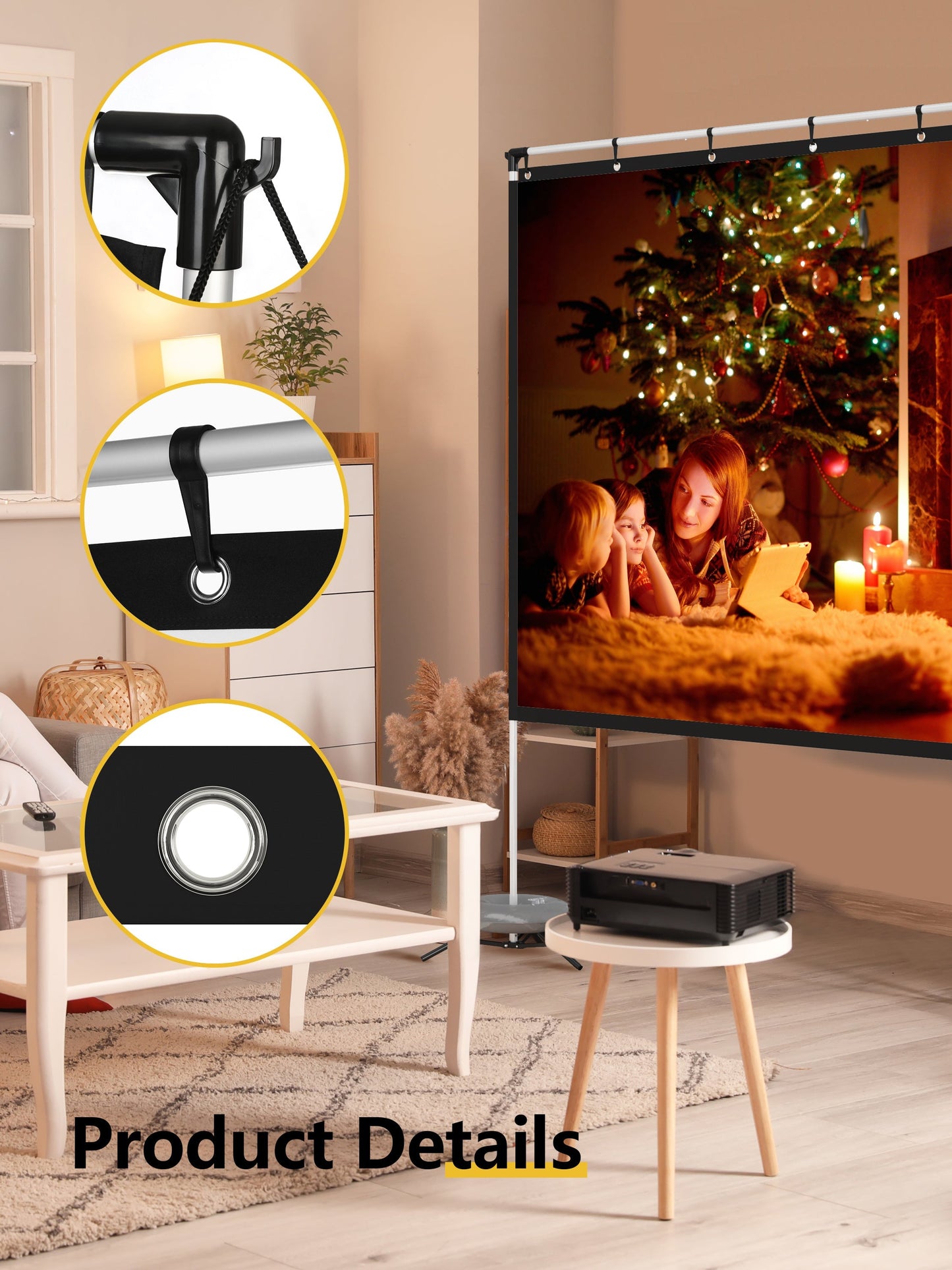 120 Inch Portable Projector Screen with Stand